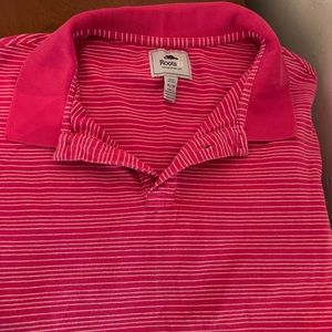 Pink and white striped polo shirt by roots Canada xl
